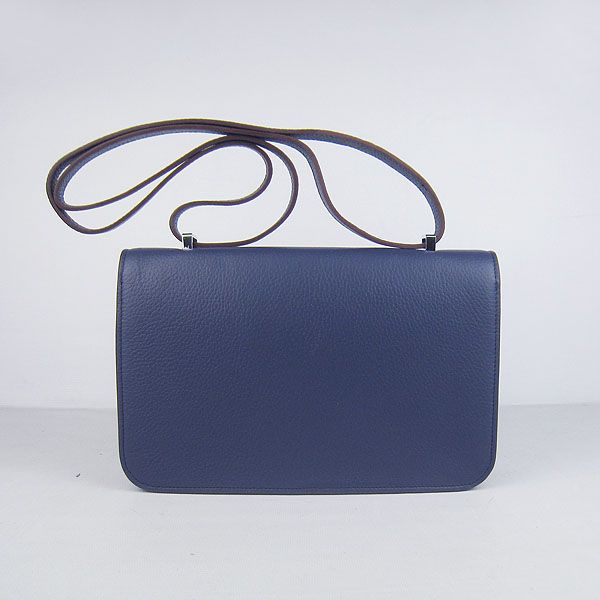 7A Hermes Constance Togo Leather Single Bag Dark Blue Silver Hardware H020